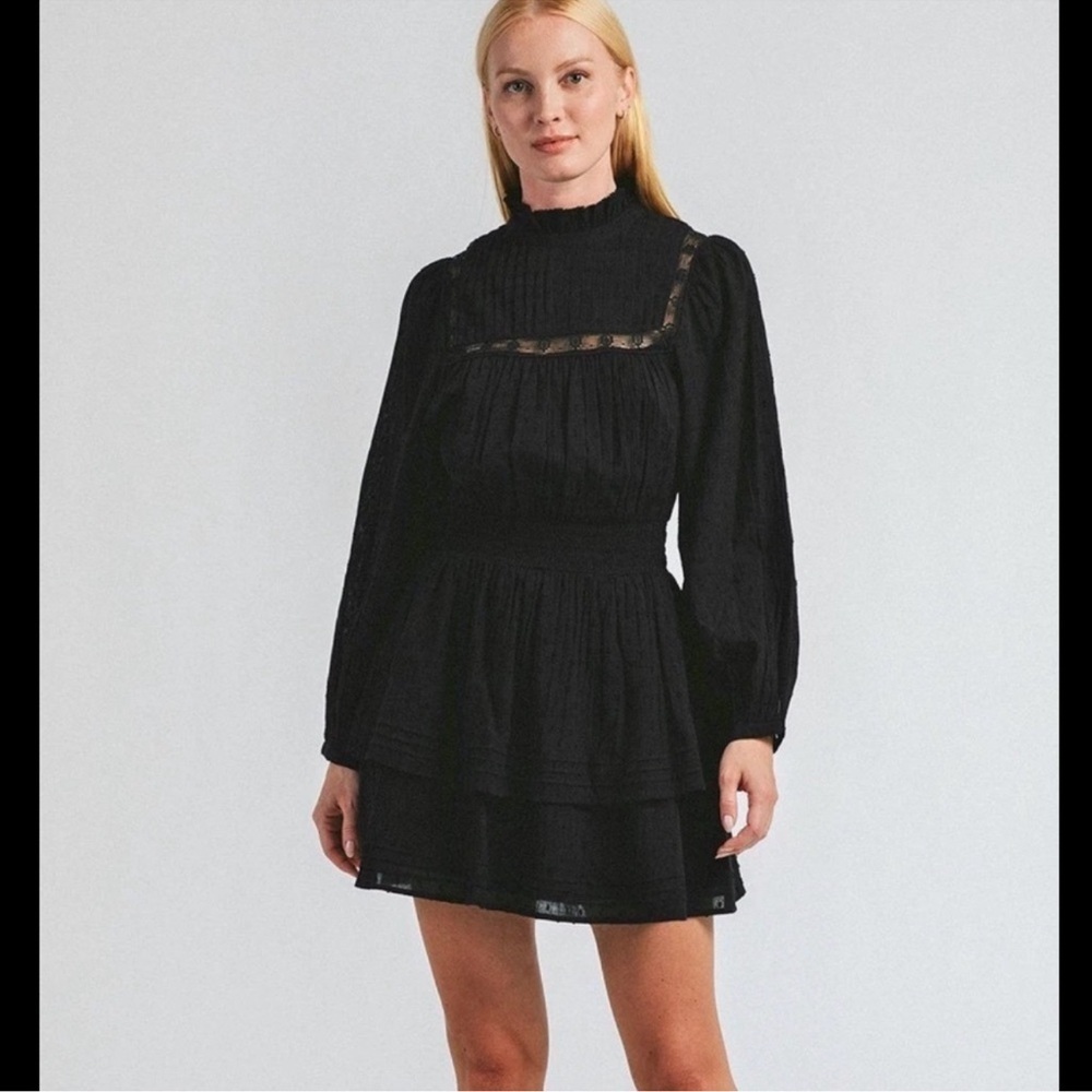 Cleobella Berit Black
Embroidered Mini Long Sleeve Dress size Small